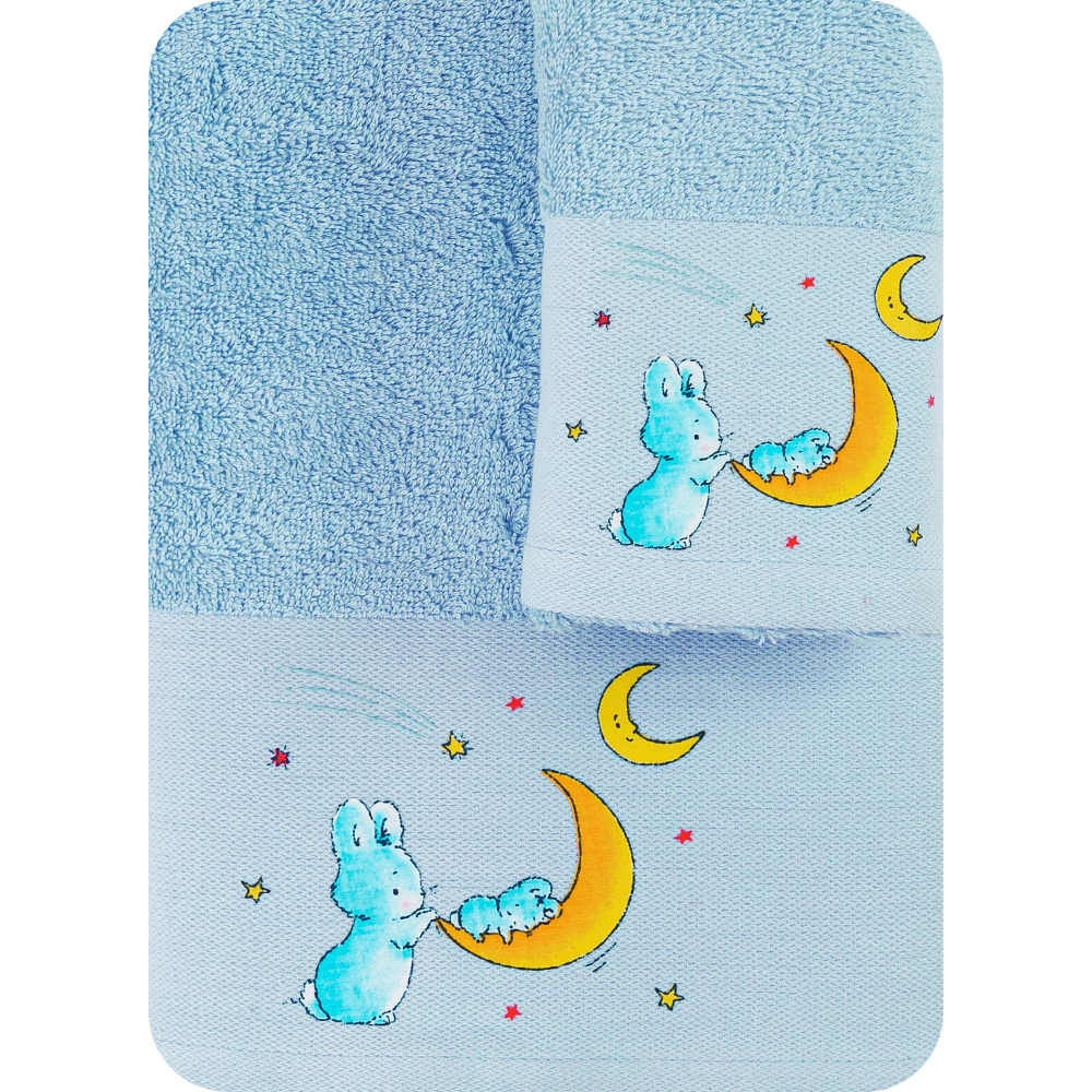 Πετσέτες Σετ 2ΤΜΧ Bunny Σιέλ Σιέλ BEBE 70 x 120 / 30 x 50 cm