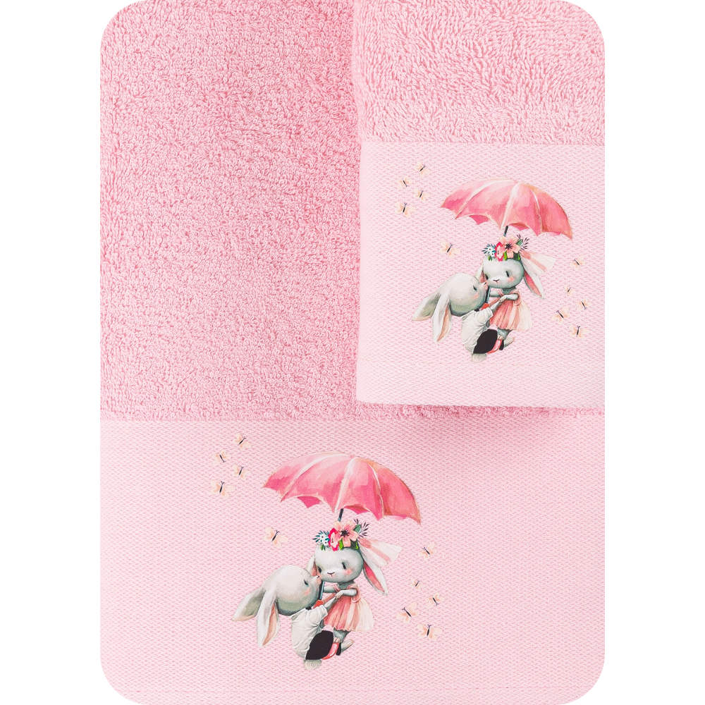 Πετσέτες Σετ 2ΤΜΧ Umbrella Ροζ BEBE 70 x 120 / 30 x 50 cm