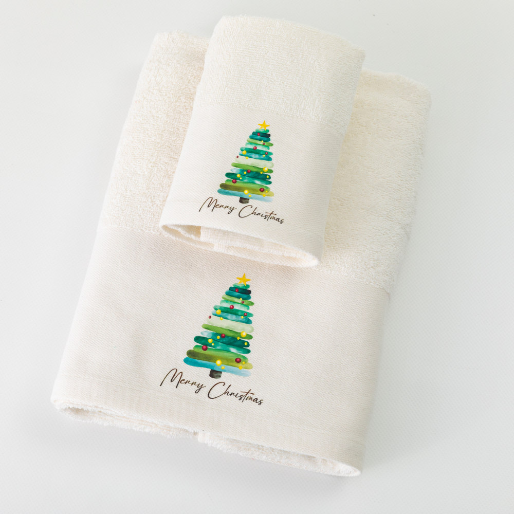 Πετσέτες Χριστουγεννιάτικες Σετ 2ΤΜΧ Christmas Tree Εκρού Εκρού Σ2ΤΜΧ 50 x 90 / 30 x 50 cm