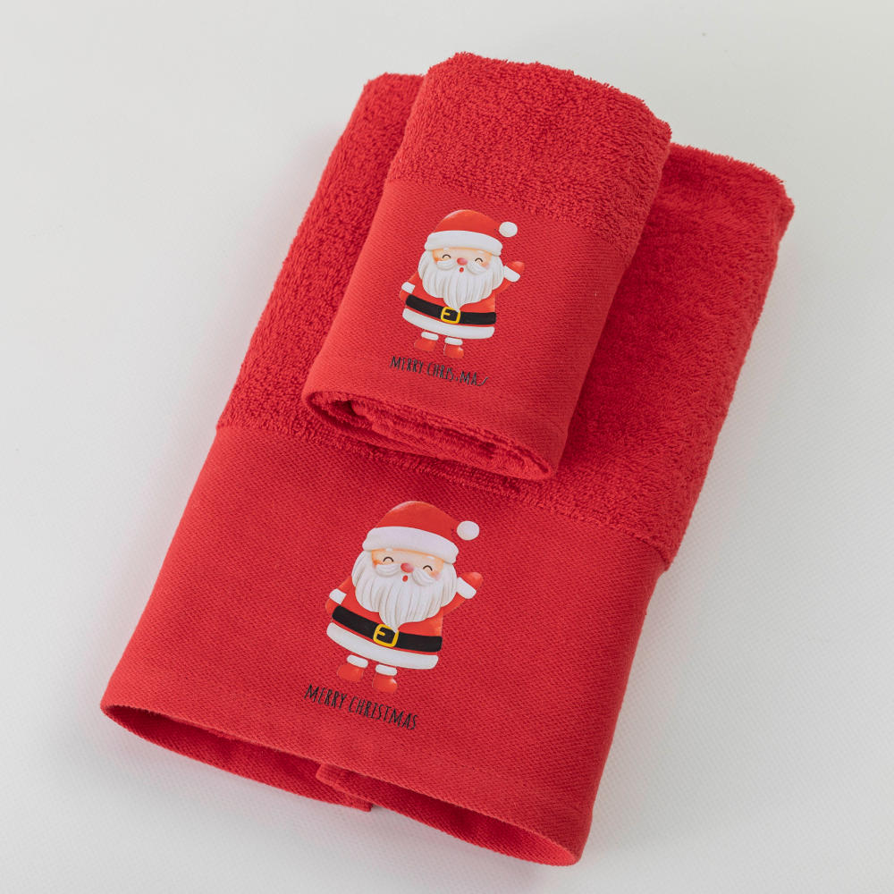 Πετσέτες Χριστουγεννιάτικες Σετ 2ΤΜΧ Santa Claus Κόκκινο Κόκκινο Σ2ΤΜΧ 50 x 90 / 30 x 50 cm