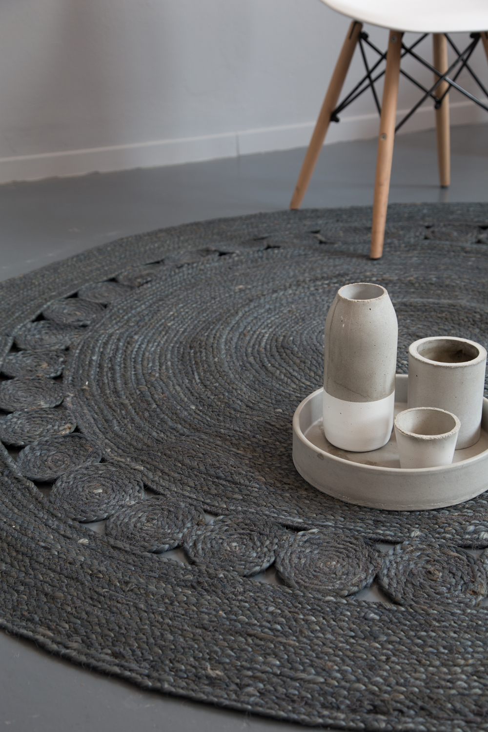 Στρογγυλό Χαλί R150 - Makrame Dark Gray - Nima Home - 5206400324950