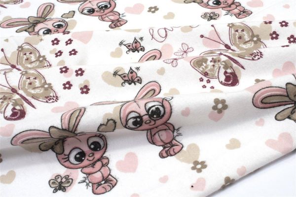 ΣΕΝΤΟΝΑΚΙ ΛΙΚΝΟΥ bebe Bunnies 30 80X110 White-Coral 100% Cotton Flannel-31212020005