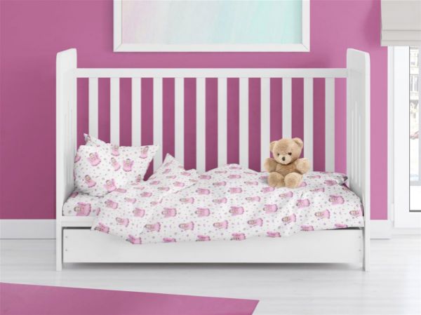 ΠΑΠΛΩΜΑ ΕΜΠΡΙΜΕ bebe Fairy 87 120X160 White-Pink 100% Cotton Flannel-31211121007