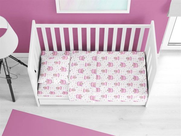 ΣΕΝΤΟΝΙΑ ΕΜΠΡΙΜΕ ΣΕΤ 3 τεμ bebe Fairy 87 120X160 White-Pink 100% Cotton Flannel-31212221007