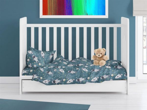 ΠΑΠΛΩΜΑ ΕΜΠΡΙΜΕ bebe Galaxy Travel 91 120X160 Petrol 100% Cotton Flannel-31211121011