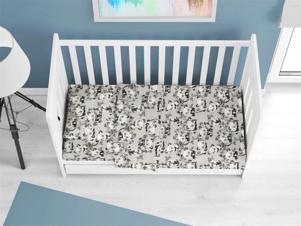 ΚΑΤΩΣΕΝΤΟΝΟ ΜΕ ΛΑΣΤΙΧΟ bebe Panda Bear 96 0,70X1,40X0,15 Grey 100% Cotton Flannel-31212019013