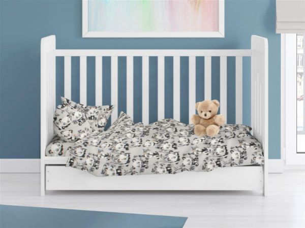 ΠΑΠΛΩΜΑ ΕΜΠΡΙΜΕ bebe Panda Bear 96 120X160 Grey 100% Cotton Flannel-31211121013