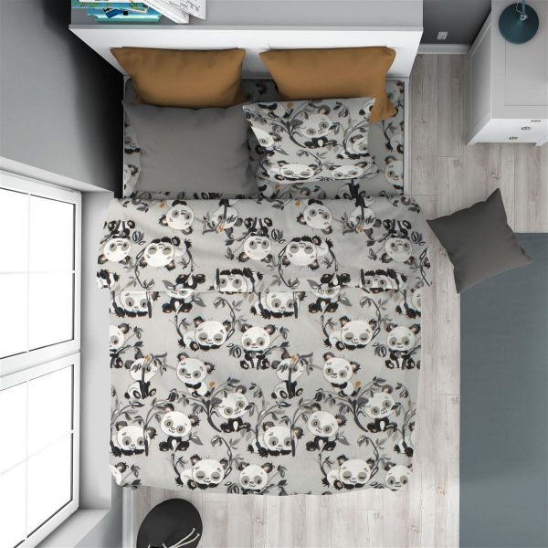 ΠΑΠΛΩΜΑΤΟΘΗΚΗ ΕΜΠΡΙΜΕ kids Panda Bear 96 160X240 Grey 100% Cotton Flannel-32210823013