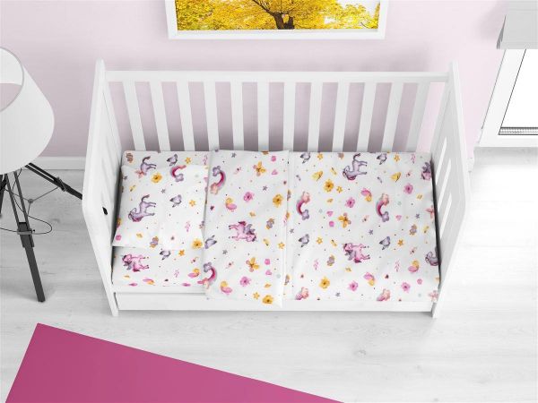 ΣΕΝΤΟΝΙΑ ΕΜΠΡΙΜΕ ΣΕΤ 3 τεμ bebe Unicorn 105 120X160 White 100% Cotton Flannel-31212221016