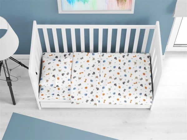 ΣΕΝΤΟΝΙΑ ΕΜΠΡΙΜΕ ΣΕΤ 3 τεμ bebe Zoo 29 120X160 White 100% Cotton Flannel-31212221017