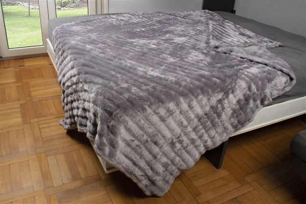 ΚΟΥΒΕΡΤΑ Coral Fleece Ριγέ 160X220 300gsm 16 Grey 100% Polyester-33432506003