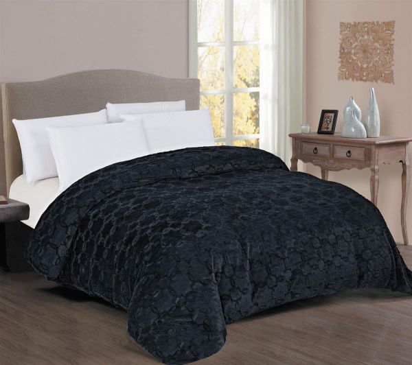 Κουβερτοπάπλωμα Γούνα-Sherpa 730 gsm 1830 Black 220X240 100% Polyester-33421024036