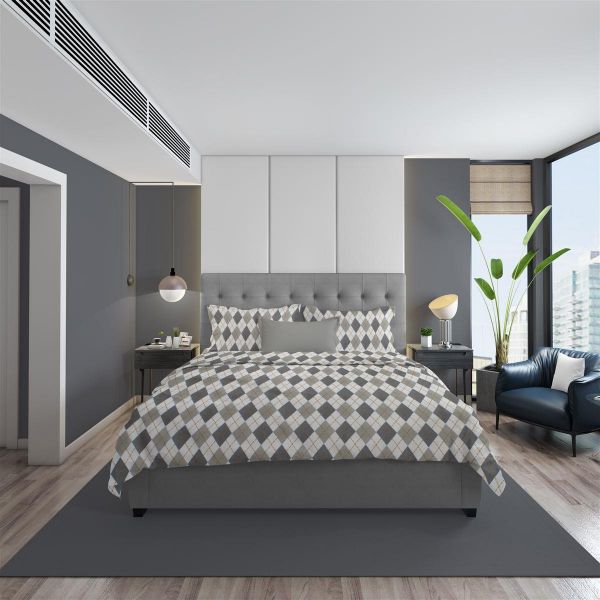 ΣΕΝΤΟΝΙΑ ΕΜΠΡΙΜΕ ΣΕΤ 4 τεμ Diamond 328 220X240 Grey 100% Cotton Flannel-33212324002