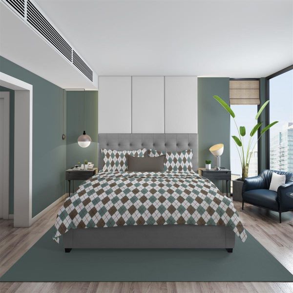 ΣΕΝΤΟΝΙΑ ΕΜΠΡΙΜΕ ΣΕΤ 4 τεμ Diamond 329 220X240 Petrol 100% Cotton Flannel-33212324003