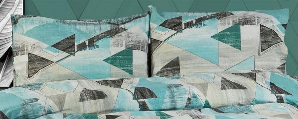 ΜΑΞΙΛΑΡΟΘΗΚΗ ΕΜΠΡΙΜΕ Geometrical 332 50X70 Petrol 100% Cotton Flannel-33211647004