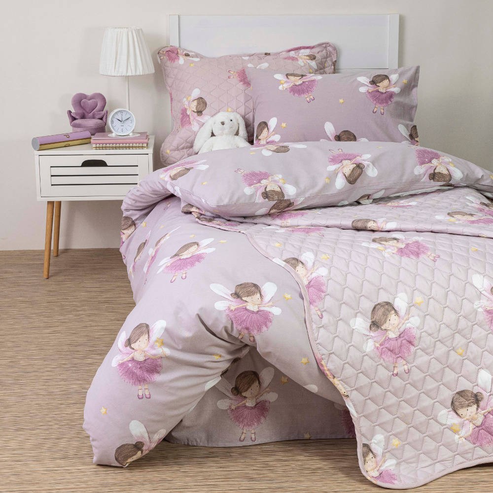 Κουβερλί Σετ Fantasia Μονό Λιλά ΜΟΝΟ 160 x 220 cm + 50 x 70 cm