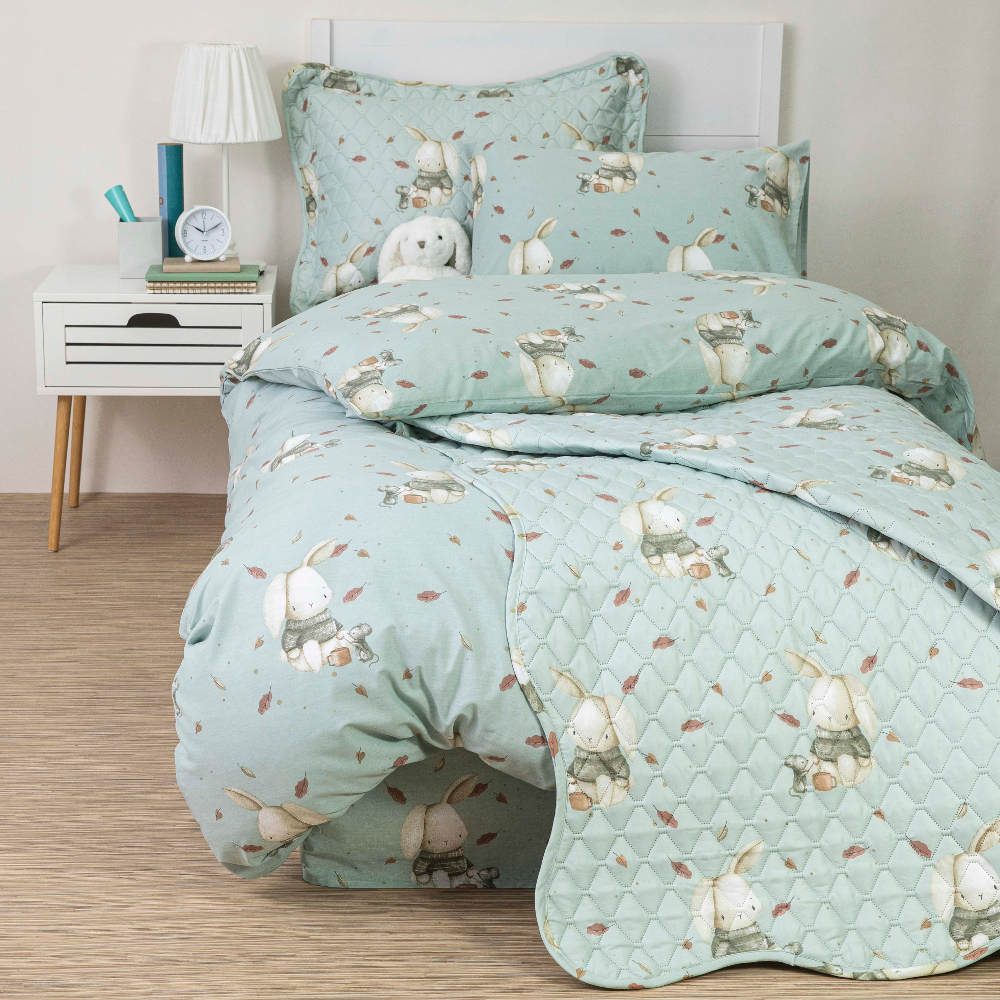 Κουβερλί Σετ Λαγουδάκι Μονό Φυστικί ΜΟΝΟ 160 x 220 cm + 50 x 70 cm