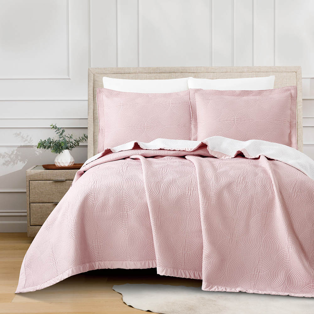 Κουβέρτα Ζακάρ Σετ Κύκλοι Ροζ Υπέρδιπλη Ροζ ΥΠΕΡΔΙΠΛΟ 230 x 245 cm + (2) 50 x 70 cm