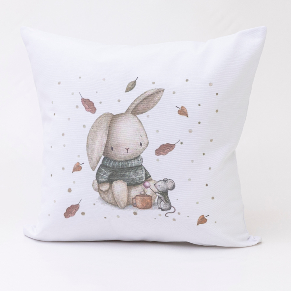 Μαξιλάρι Διακοσμητικό Printed Λαγουδάκι Λευκό 45 X 45 45 x 45 cm