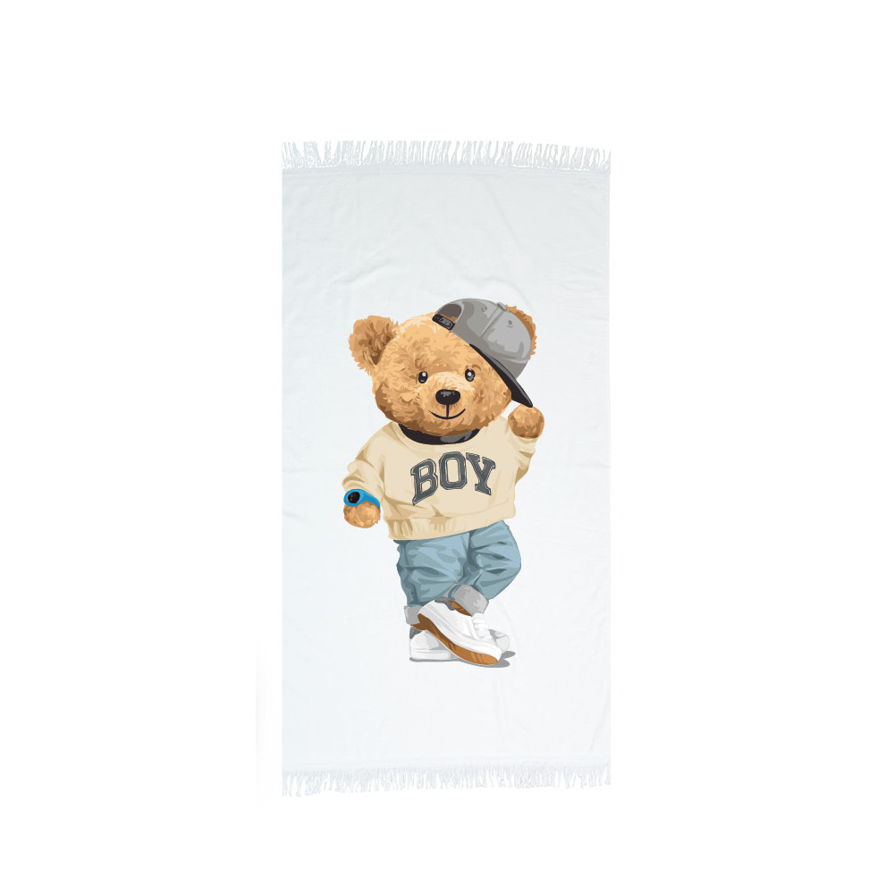 Πετσέτα Παρεό Teddy Boy Εκρού 70 X 140 90 x 160 cm