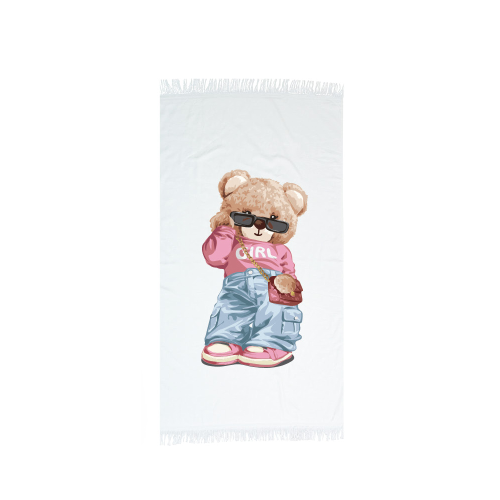 Πετσέτα Παρεό Teddy Girl Εκρού 70 X 140 90 x 160 cm