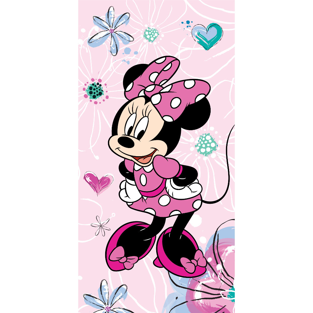 Πετσέτα Θαλάσσης Βαμβακερή Βελούδινη Minnie 320gsm Ροζ 70 X 140 70 x 140 cm
