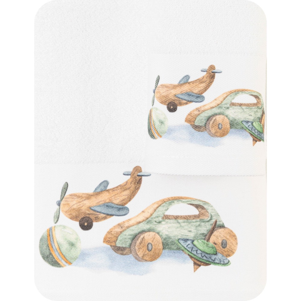 Πετσέτες Σετ 2ΤΜΧ Toys Λευκό Λευκό BEBE 70 x 120 / 30 x 50 cm