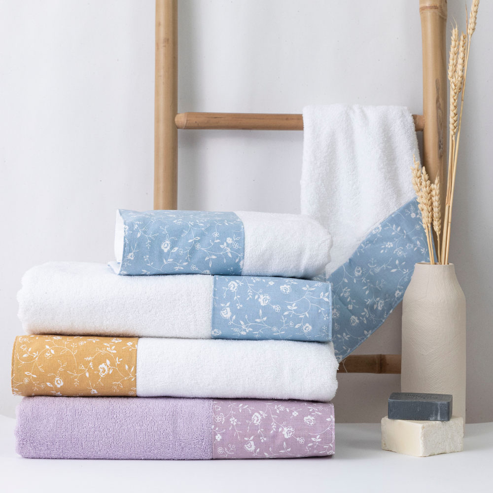 Πετσέτες Σετ 3ΤΜΧ Phaedra Λευκό-Μουσταρδί Σ3ΤΜΧ 70 x 140 / 50 x 90 / 30 x 50 cm