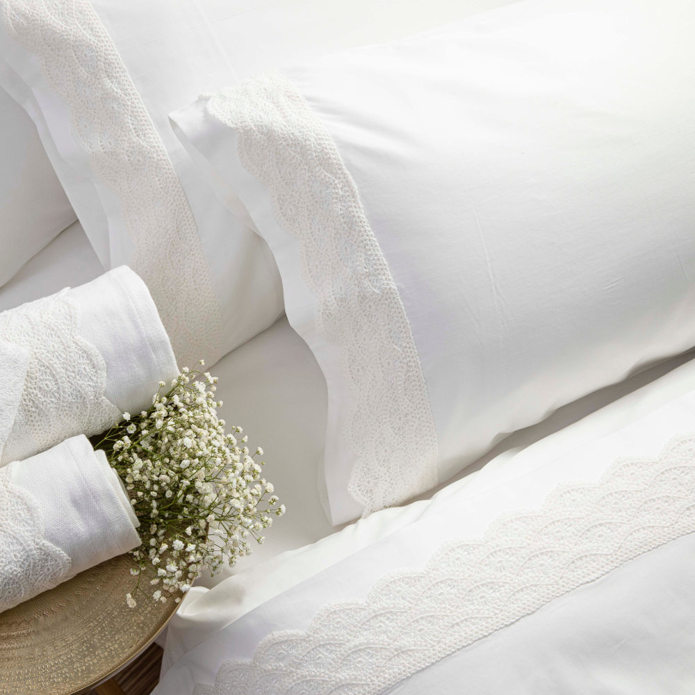 Σεντόνια Με Δαντέλα Σετ Ερατώ Υπέρδιπλα Εκρού ΥΠΕΡΔΙΠΛΟ (2) 240 x 280 cm + (2) 50 x 70 cm