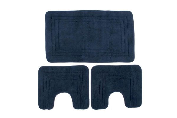 Πατάκι Μπάνιου Σετ 3 τεμ ZUCCHI 1τεμ 55X90, 2 τεμ 45X50 Navy Blue 100% Cotton-33123010004