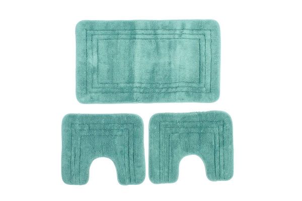 Πατάκι Μπάνιου Σετ 3 τεμ ZUCCHI 1τεμ 55X90, 2 τεμ 45X50 Petrol 100% Cotton-33123010001