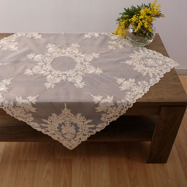 SATIN HOME ΣΕΤ 5 ΤΜΧ ΚΕΝΤΗΜΑ ΤΟΥΛΙ 068 ECRU-Κ