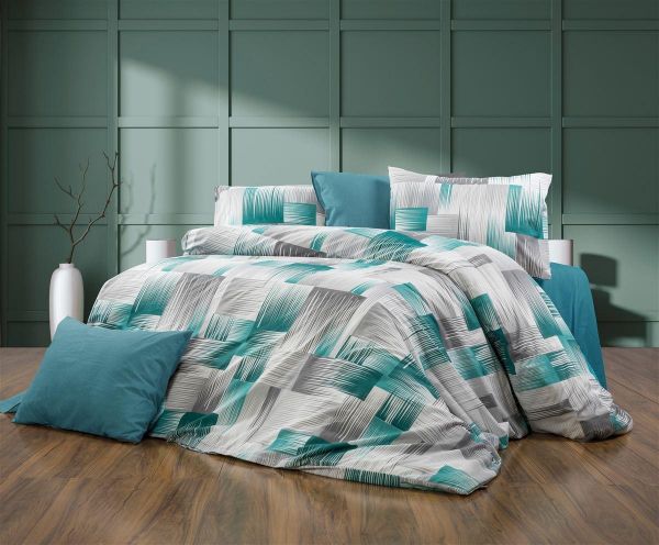 Πάπλωμα Εμπριμέ Ευφημία 475 160X240 Petrol 70/30 Cott/Pol-33311123050