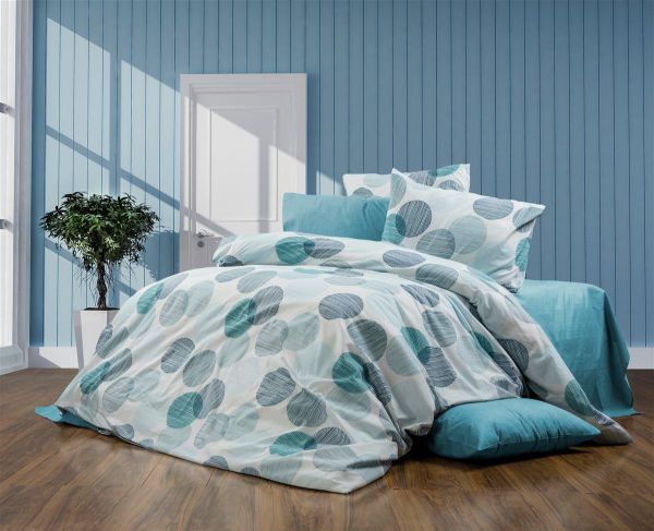 Πάπλωμα Εμπριμέ Κοραλία 467 220X240 Petrol 70/30 Cott/Pol-33311124043