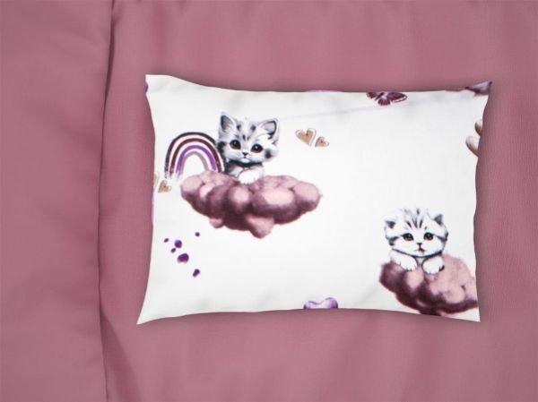 Μαξιλαροθήκη Εμπριμέ bebe Kitten 561 35X45 Mauve 100% Cotton-31111646043