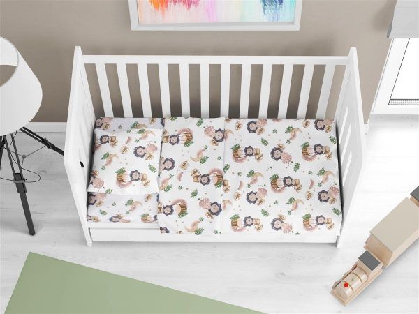 Κατωσέντονο Με Λάστιχο bebe Lion 532 0,70X1,40X0,15 Beige 100% Cotton-31112019039