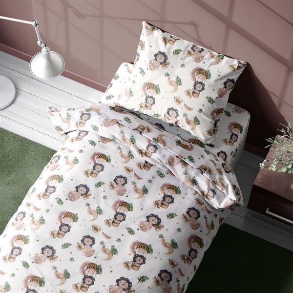 Σεντόνια Εμπριμέ Σετ 3 τεμ kids Lion 532 160X240 Beige 100% Cotton-32112223039