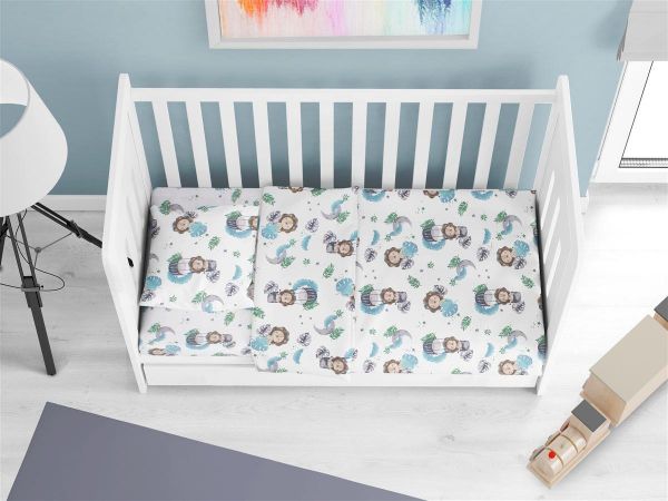 Κατωσέντονο Με Λάστιχο bebe Lion 533 0,70X1,40X0,15 Sky Blue 100% Cotton-31112019040