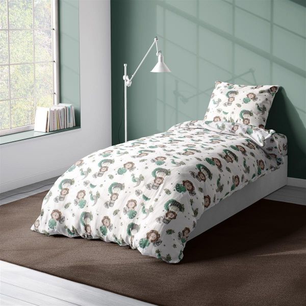 Πάπλωμα Εμπριμέ kids Lion 534 160X240 Green 100% Cotton-32111123041