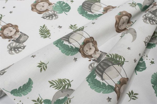 Σεντονάκι Λίκνου bebe Lion 534 80X110 Green 100% Cotton-31112020041