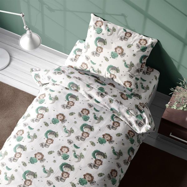 Σεντόνια Εμπριμέ Σετ 3 τεμ kids Lion 534 160X240 Green 100% Cotton-32112223041