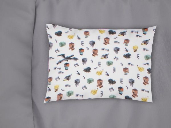 Μαξιλαροθήκη Εμπριμέ kids Minecraft 566 50X70 White-Grey 100% Cotton-32111647045