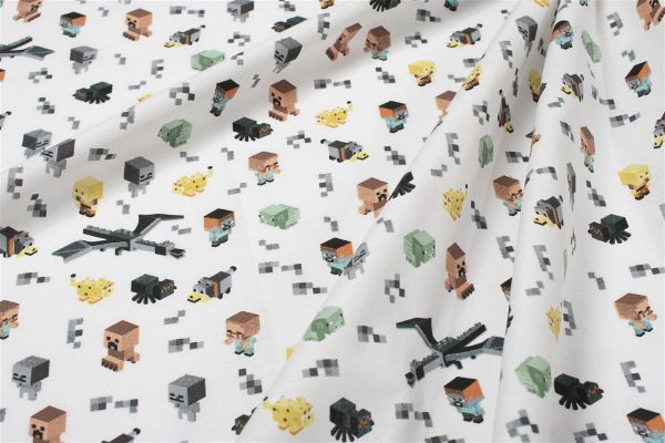 Σεντονάκι Λίκνου bebe Minecraft 566 80X110 White-Grey 100% Cotton-31112020045