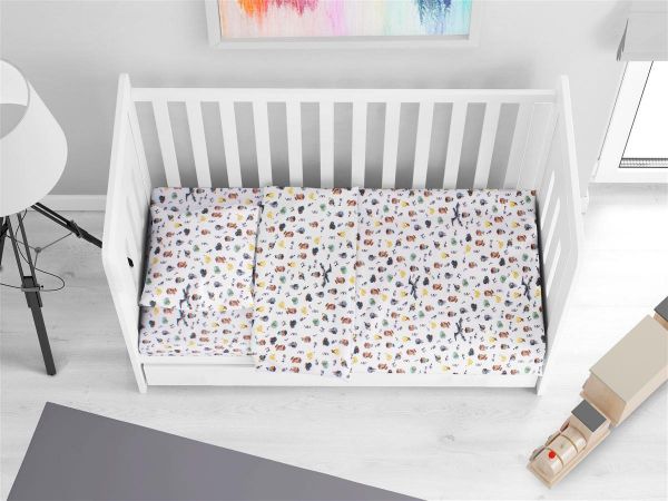 Σεντόνια Εμπριμέ Σετ 3 τεμ bebe Minecraft 566 120X160 White-Grey 100% Cotton-31112221045