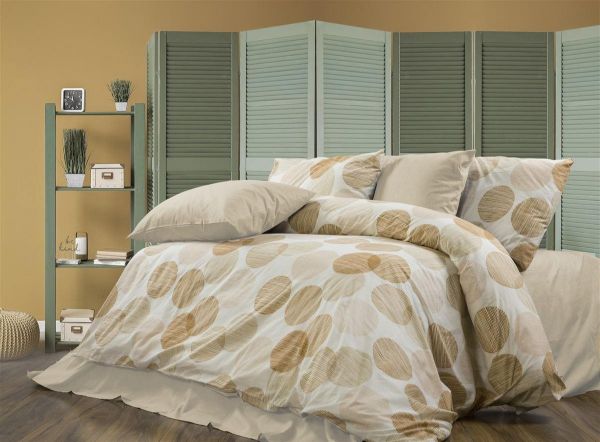 Σεντόνια Εμπριμέ Σετ 4 τεμ Κοραλία 465 220X240 Beige 70/30 Cott/Pol-33312324041