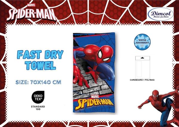 Πετσέτα Θαλάσσης Quick Dry Marvel Spider-Man 97 70X140 Blue 100% Microfiber-54460912018