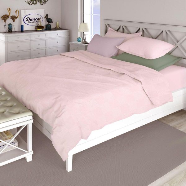 Κουβέρτα Πικέ Μονόχρωμη 240X250 Ροζ 100% Cotton-33122670006