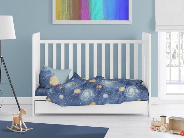 Παπλωματοθήκη Εμπριμέ bebe Milky Way 185 120X160 Blue 100% Cotton-31110821047