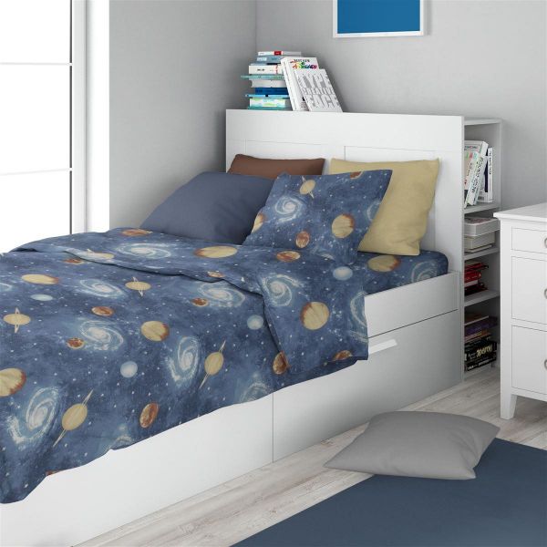 Σεντόνια Εμπριμέ Σετ 2 τεμ kids Milky Way 185 160X240 Blue 100% Cotton-32112123047