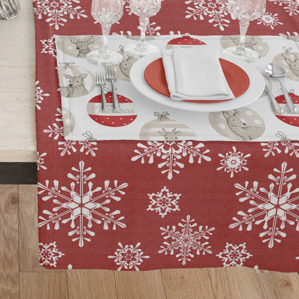 Καρέ Χριστουγεννιάτικο Χιονονιφάδα Κόκκινο ΚΑΡΕ 90 x 90 cm